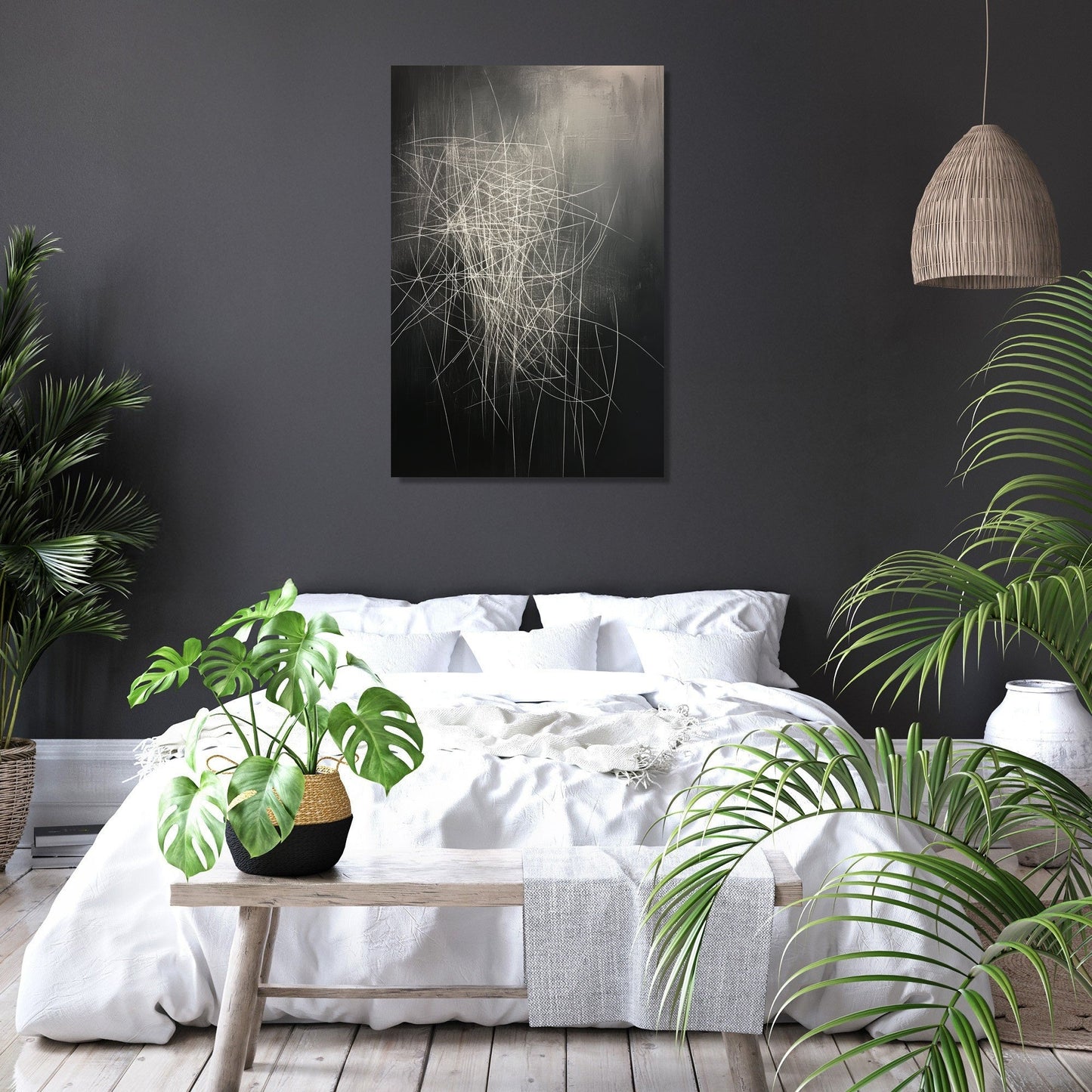 White Lines on Grey Canvas