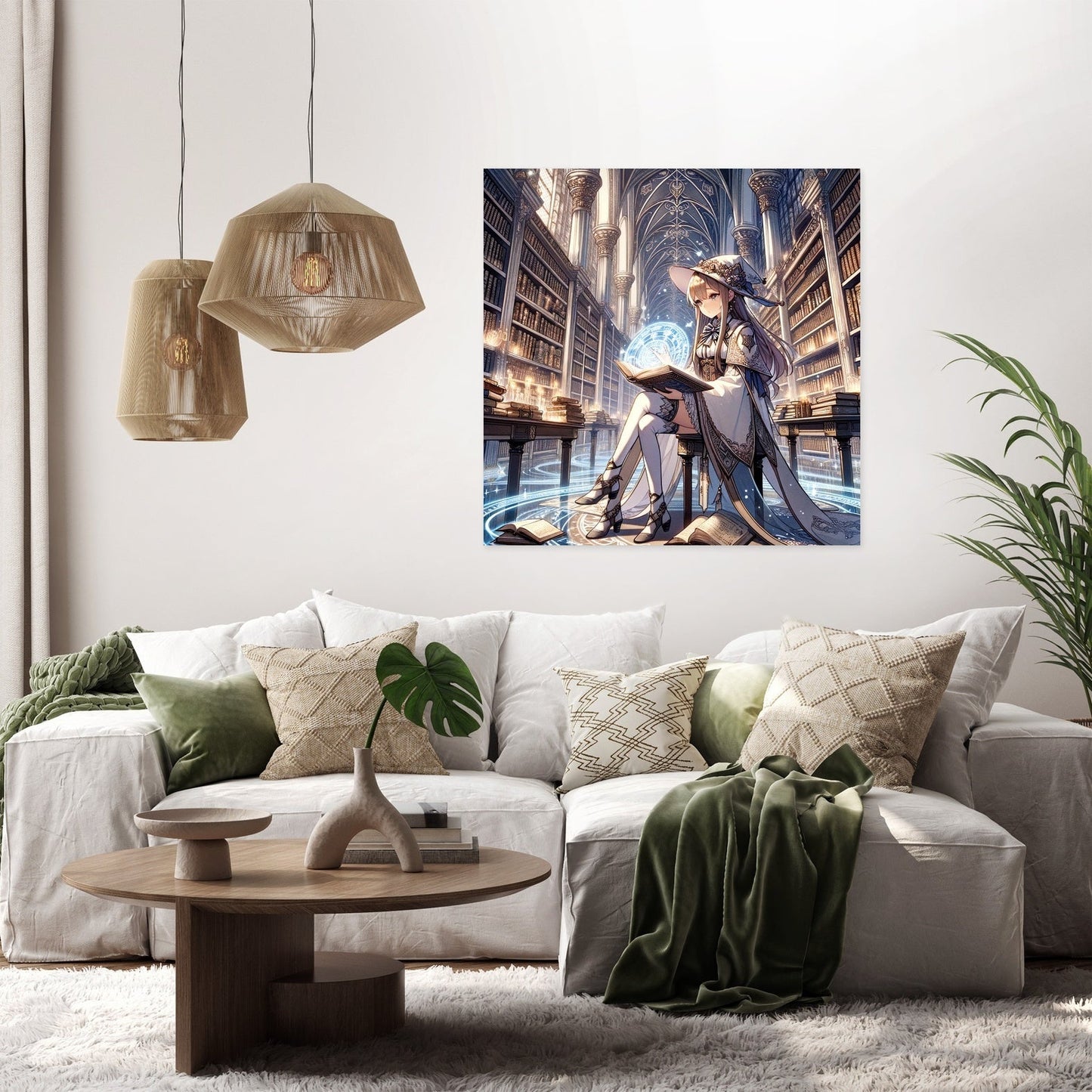 Mystical Library Guardian Canvas