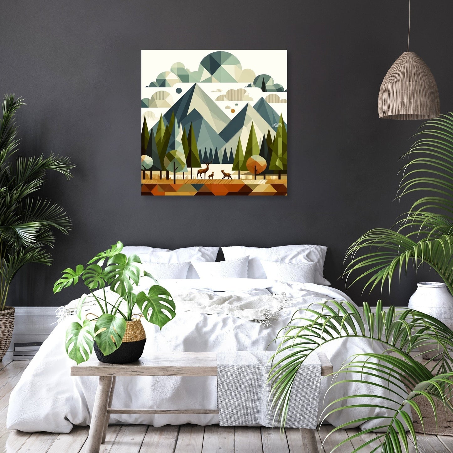 Geometric Forest Harmony Canvas
