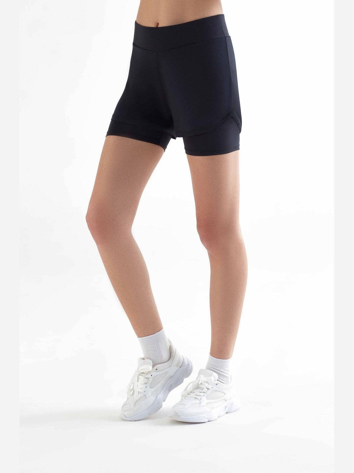 Recycled Double Layer Sports Shorts: Womens