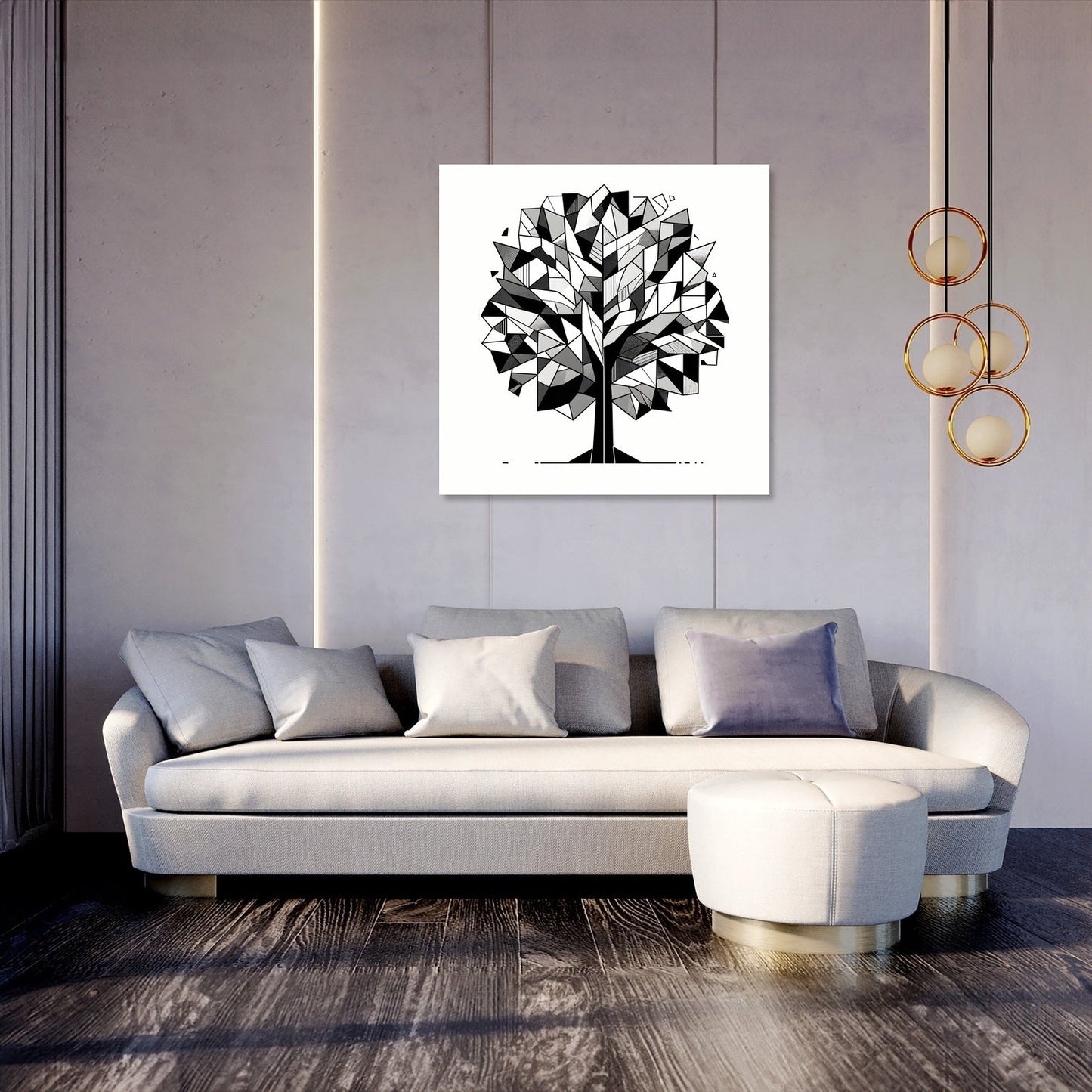 Cubist Tree Silhouette Canvas