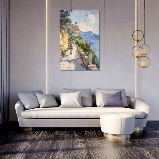 Cyclist's Mountain Pathway Canvas