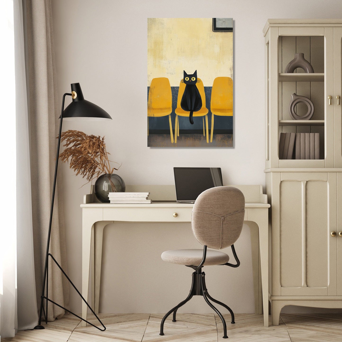 Black Cat Waiting Canvas