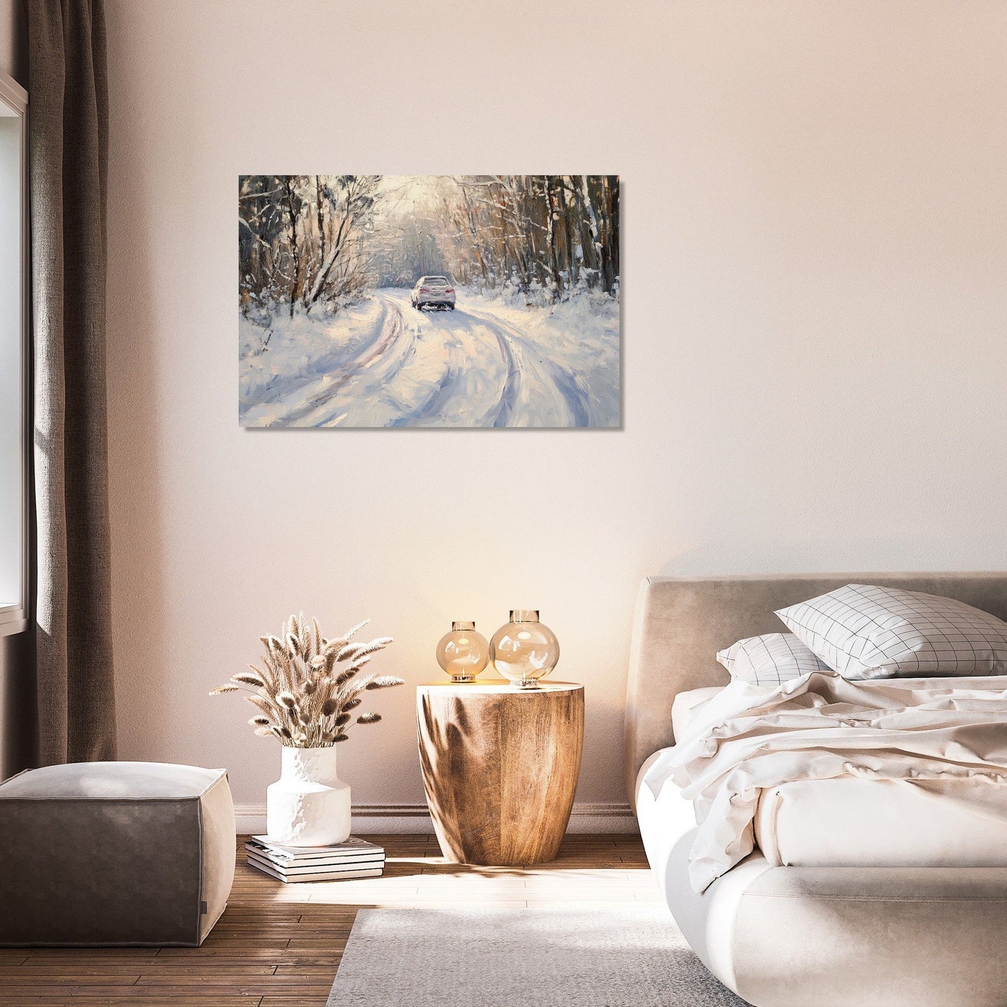 Snowy Car on Winter Canvas