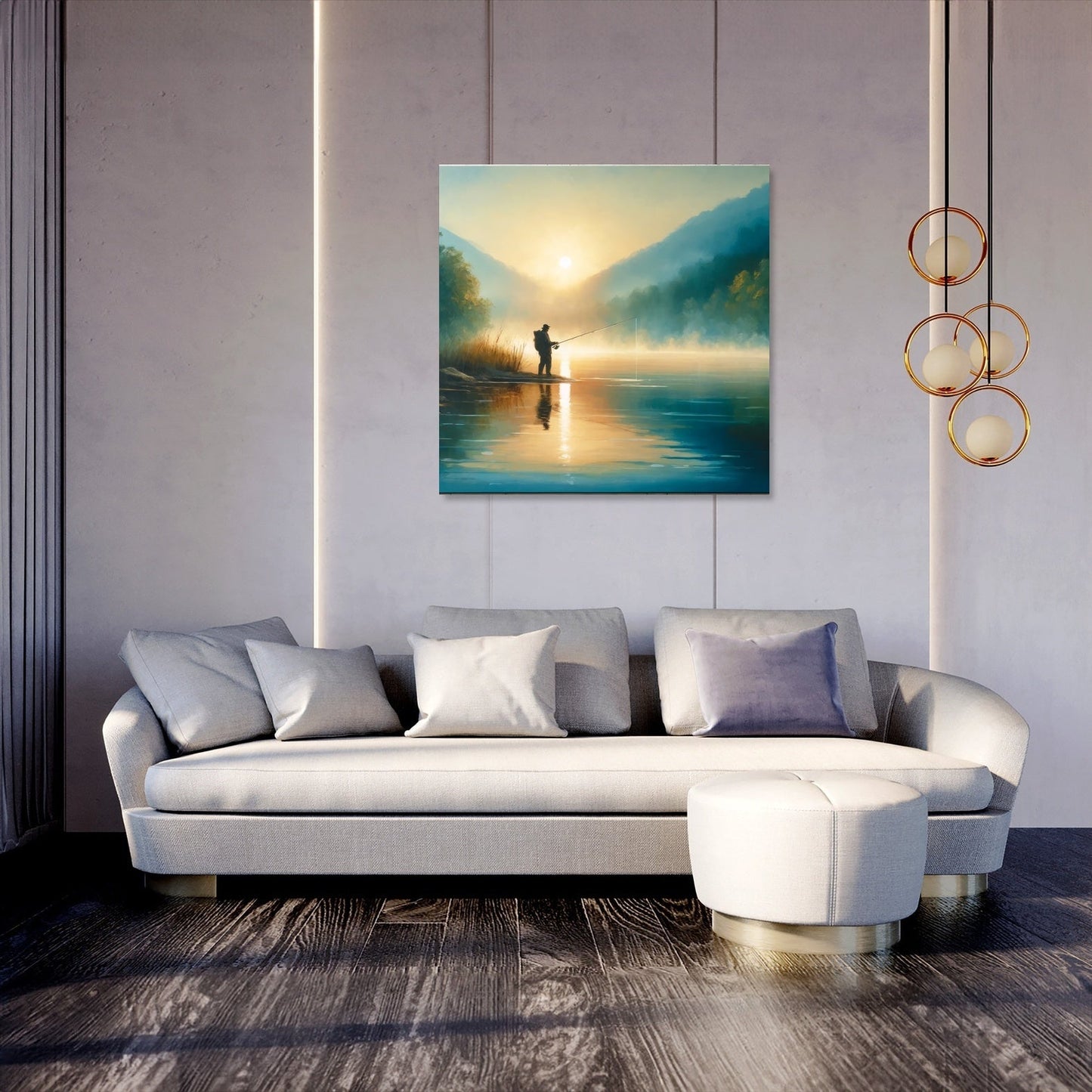 Tranquil Dawn Fishing Canvas