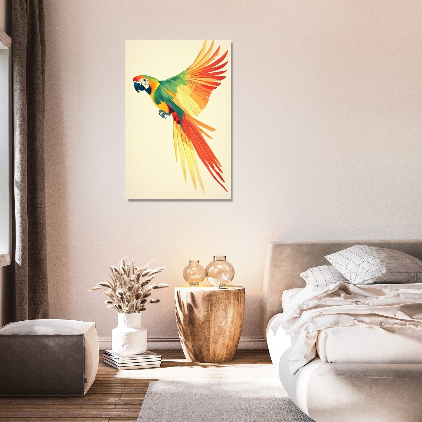 Vibrant Parrot Flight Canvas