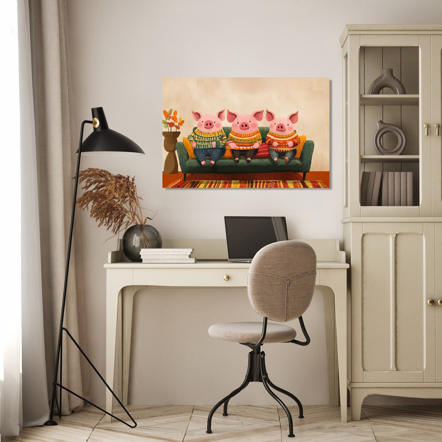 Sweatered Pigs on Canvas
