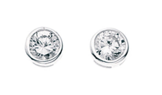 Beginnings Round Stud Earrings with Cubic Zirconia