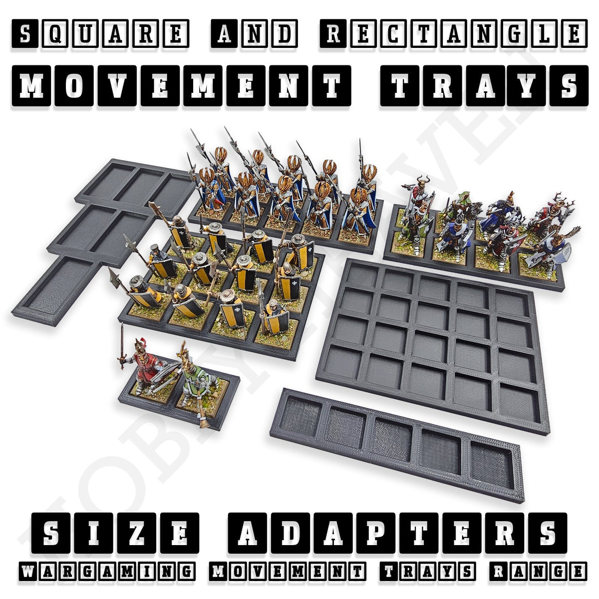 Square and Rectangle Movement Tray Adapters for Tabletop Games