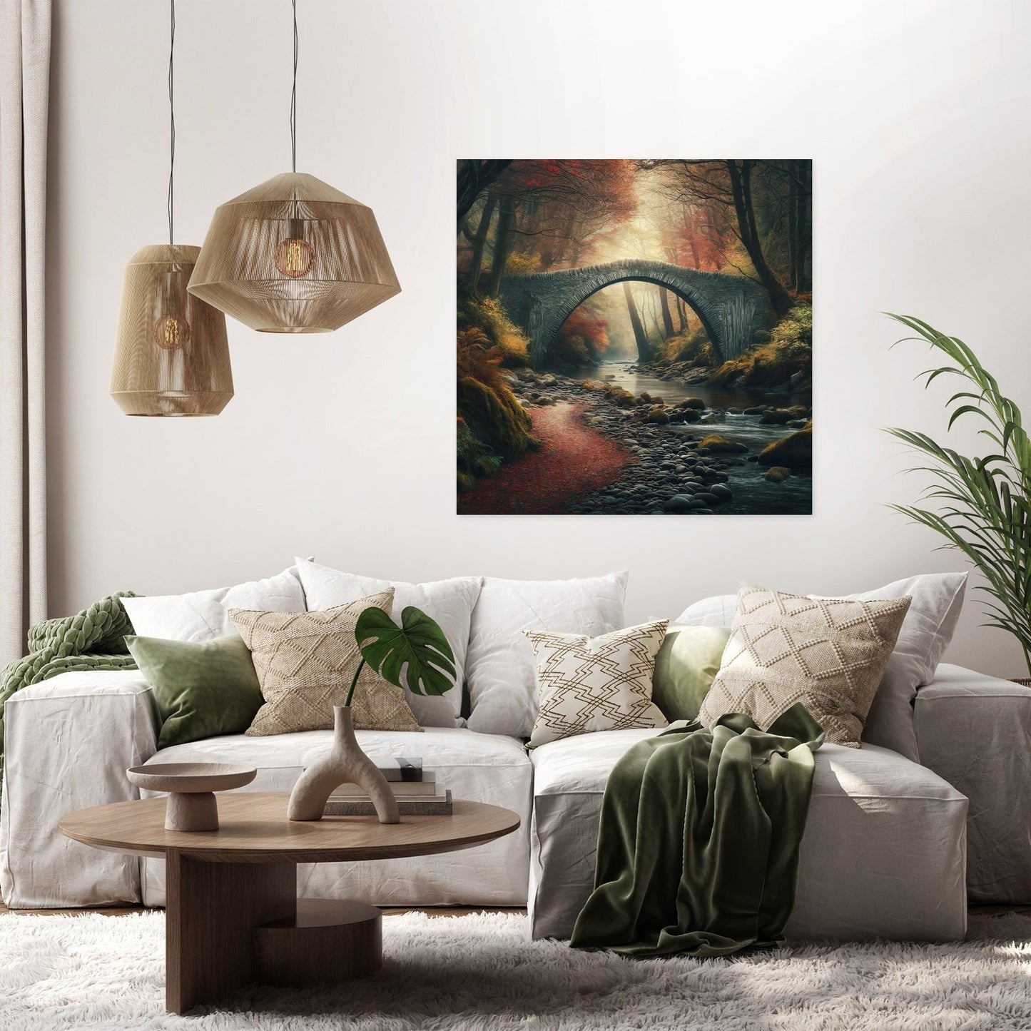 Autumn Bridge Solitude Canvas