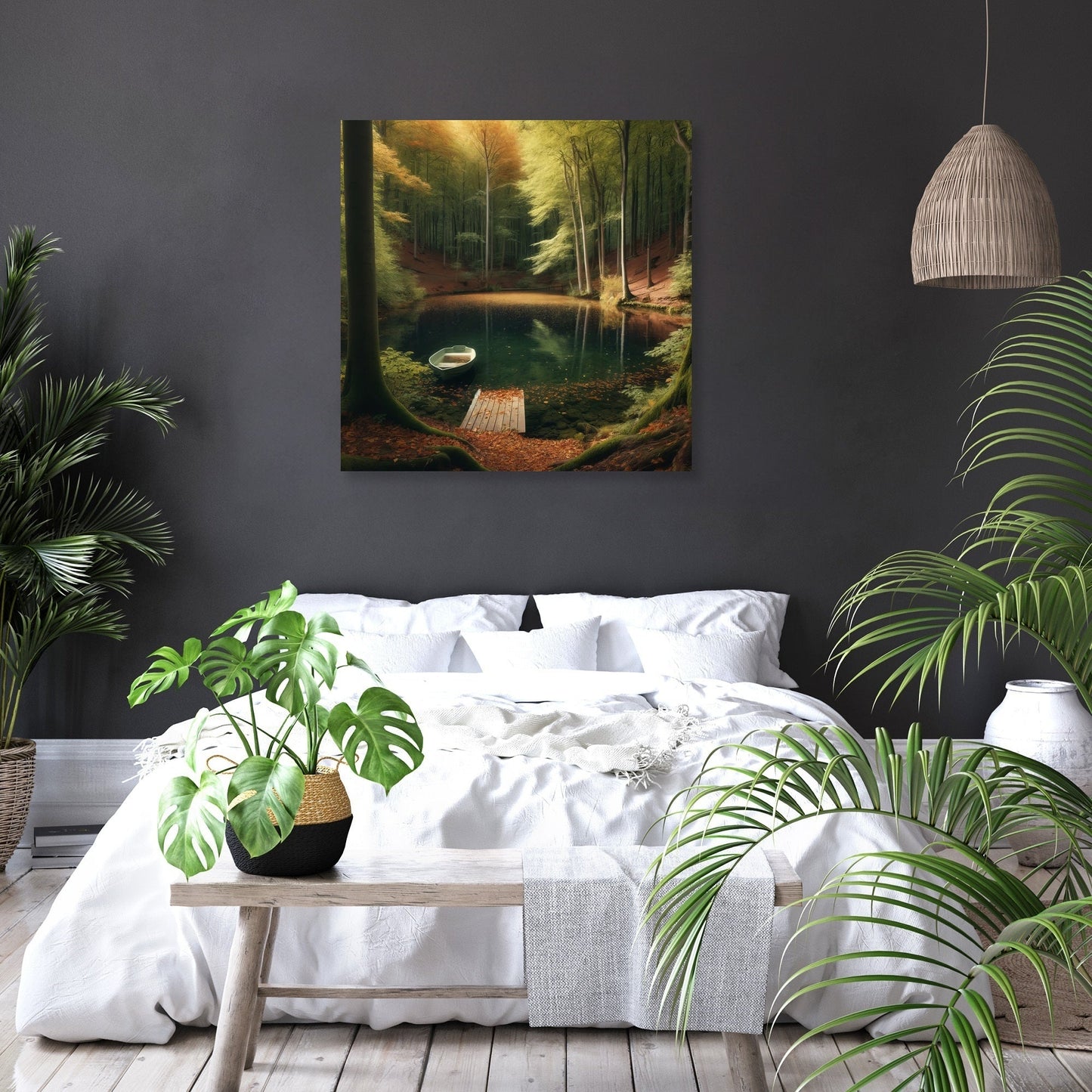 Autumn Pond Solitude Canvas