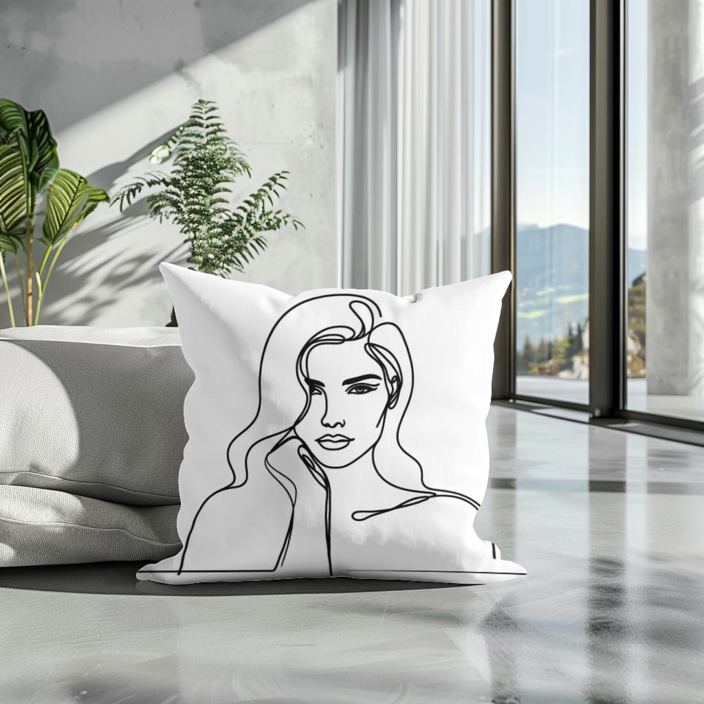 Woman:Line Simplicity Cotton Cushion