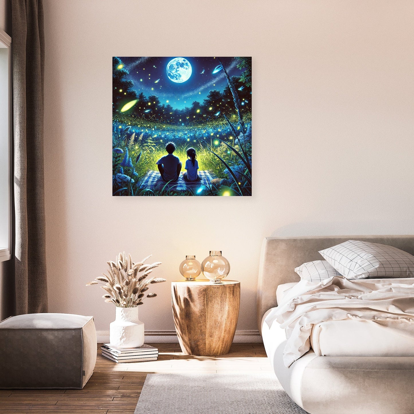 Firefly Meadow Night Canvas