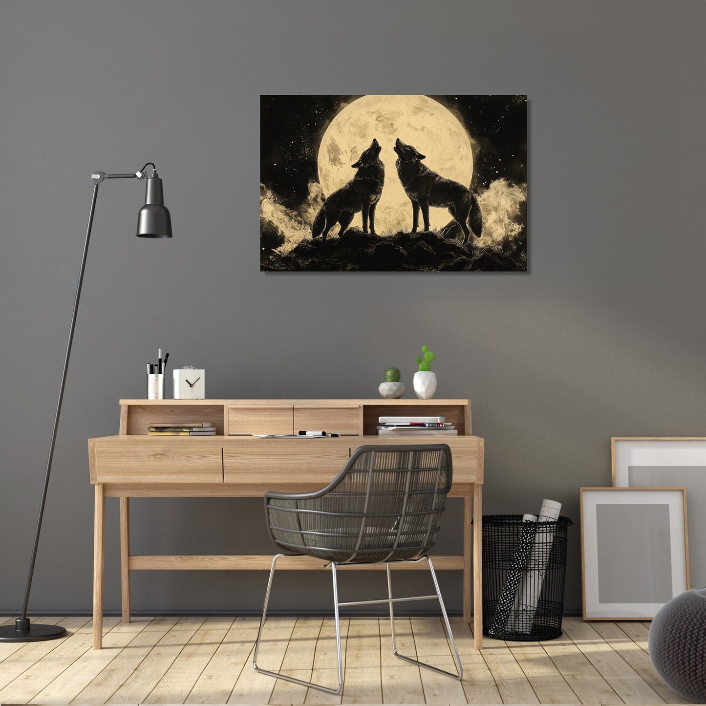 Lunar Serenade Wolves Canvas