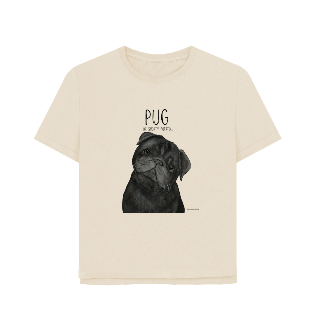 Snorty Potato Women’s Relaxed Fit Tee – Pug Life, Comfier Than Ever!