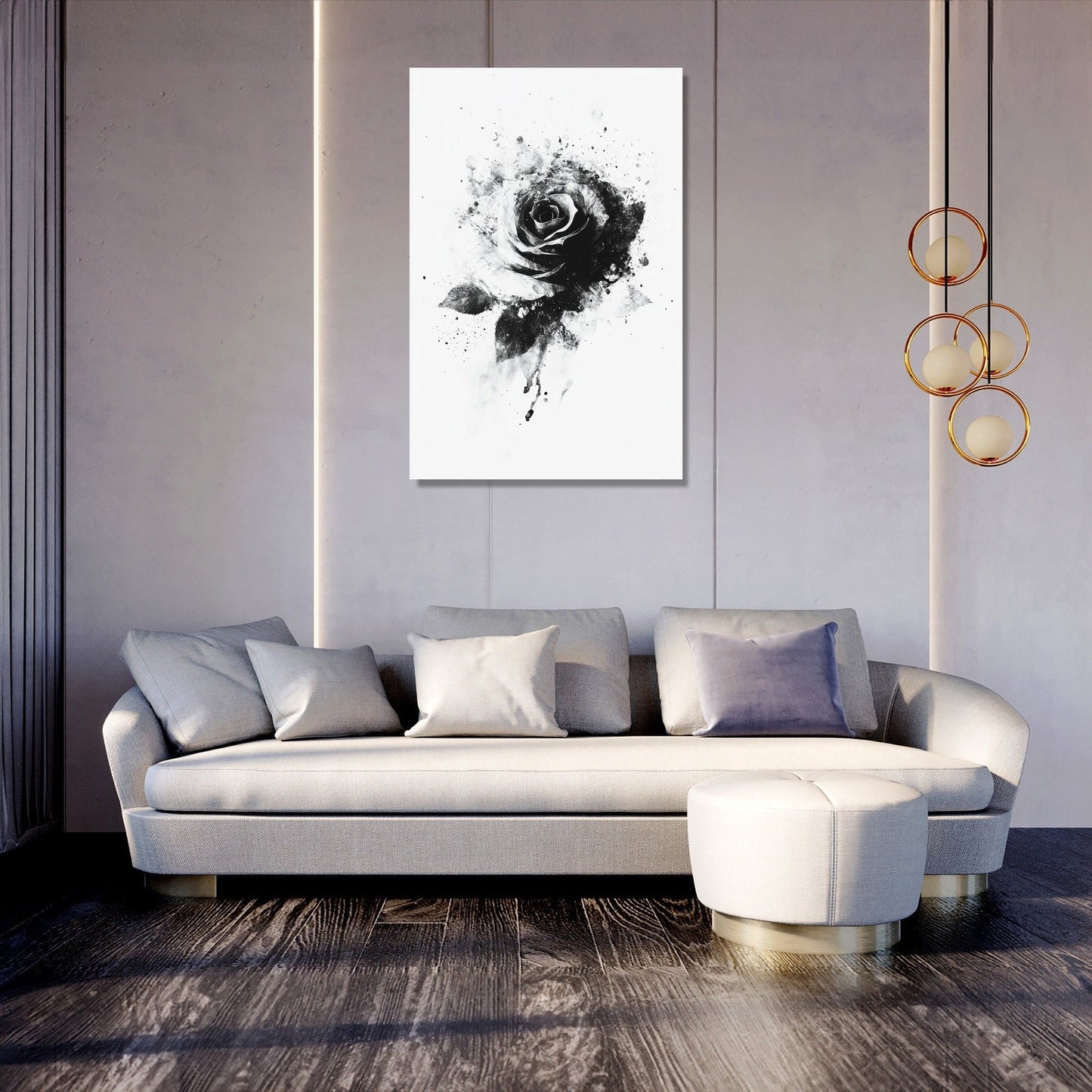 Monochrome Rose Elegance Canvas