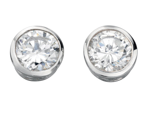 Beginnings Round Stud Earrings with Cubic Zirconia