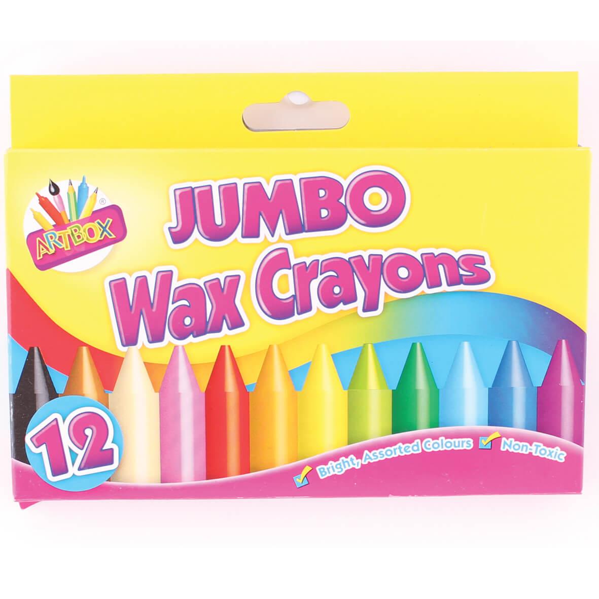 Pack of 12 Children's Non-Toxic Jumbo Wax Crayons in Assorted Colours