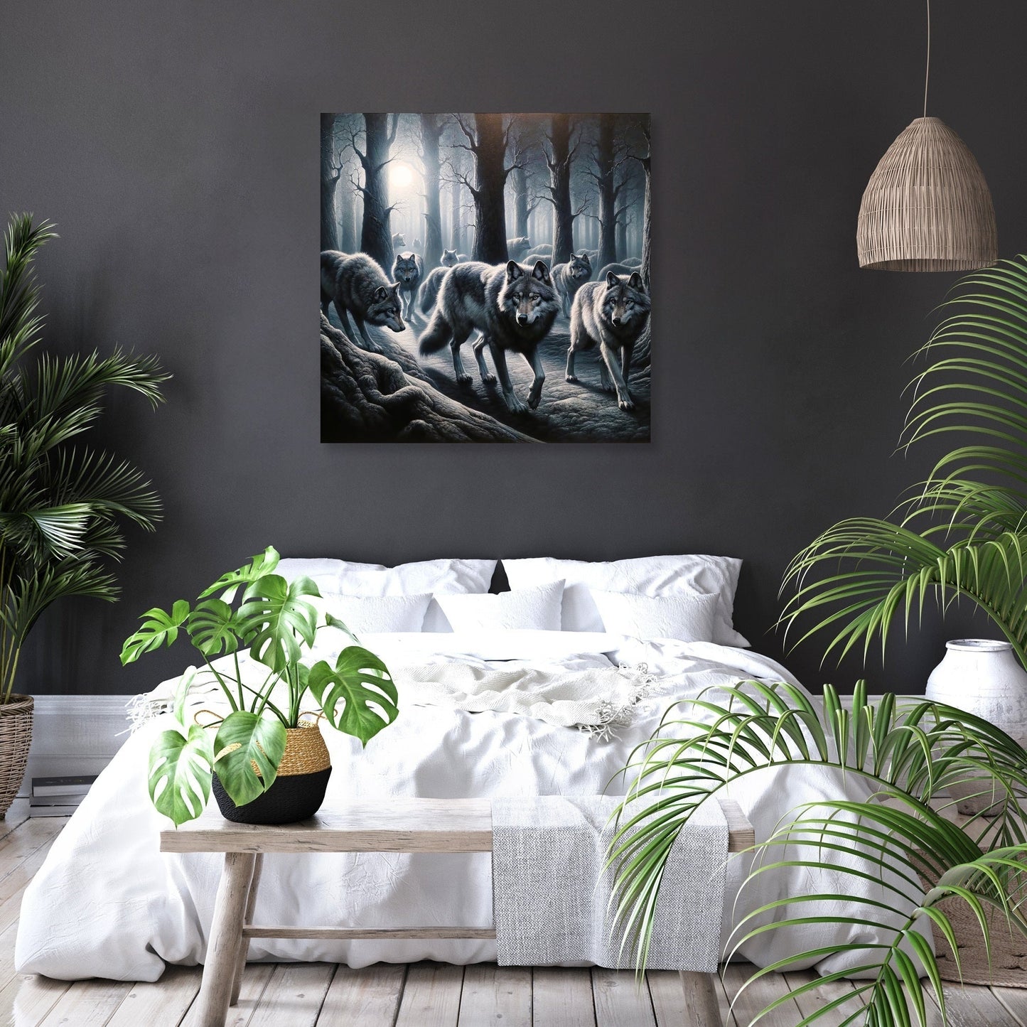 Moonlit Wolves Canvas