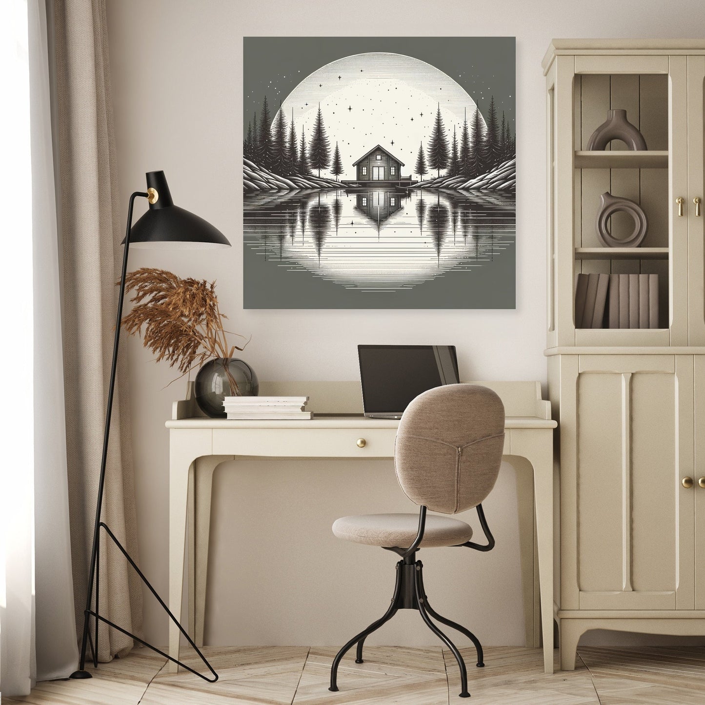 A Peaceful Retreat in Monochrome Canvas