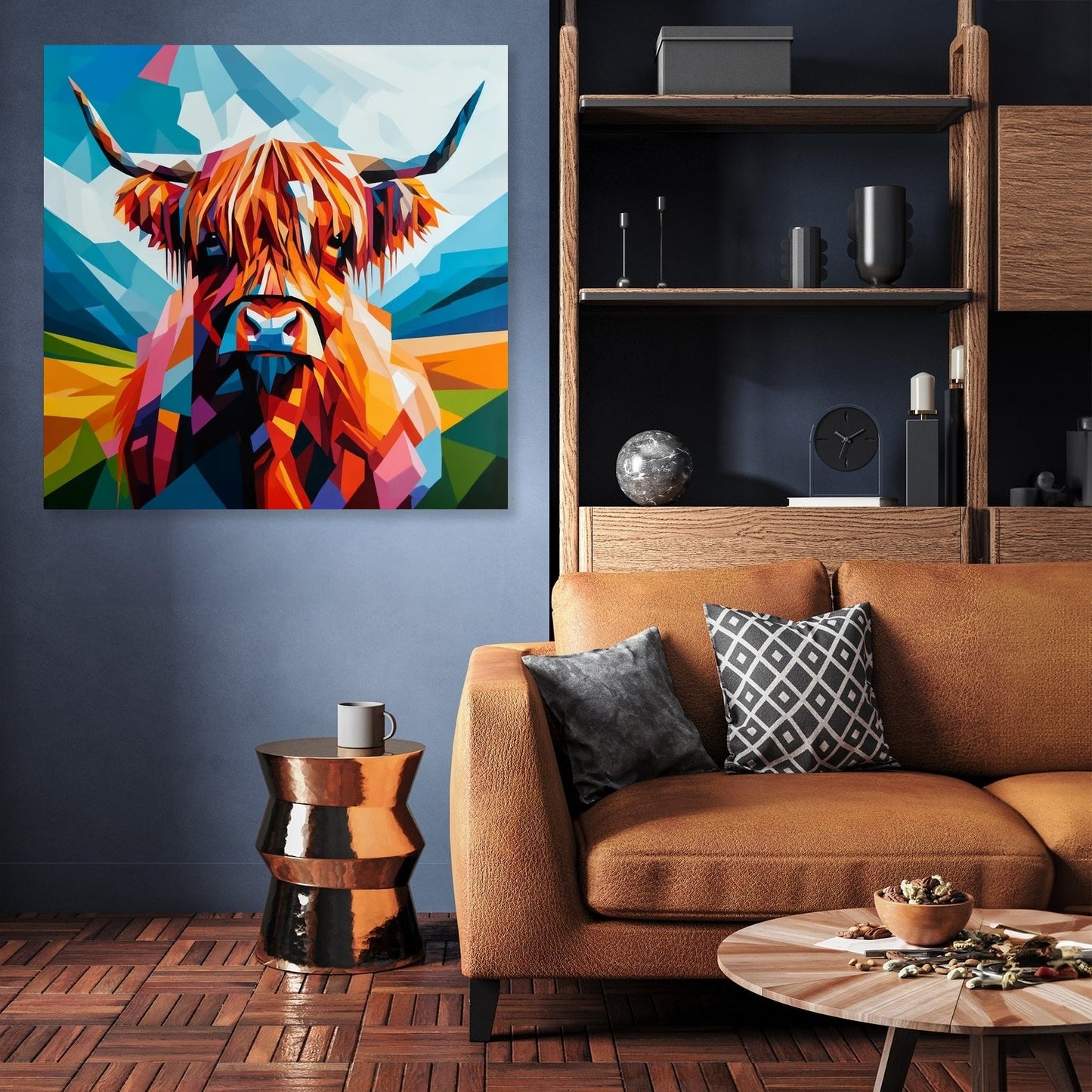 Cubist Highland Cow Essence Canvas