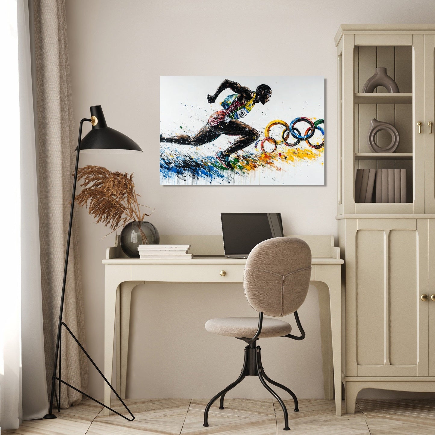 Olympic Runner Graffiti Canvas