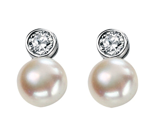 Beginnings Fresh Water Pearl and Cubic Zirconia Earrings