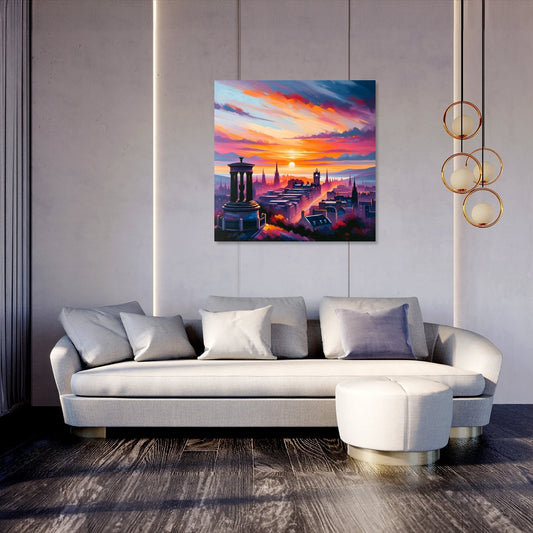 Edinburgh Calton Hill Sunset Canvas