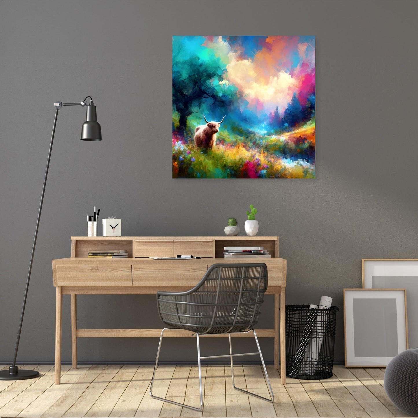 Vivid Highland Cow Escape Canvas