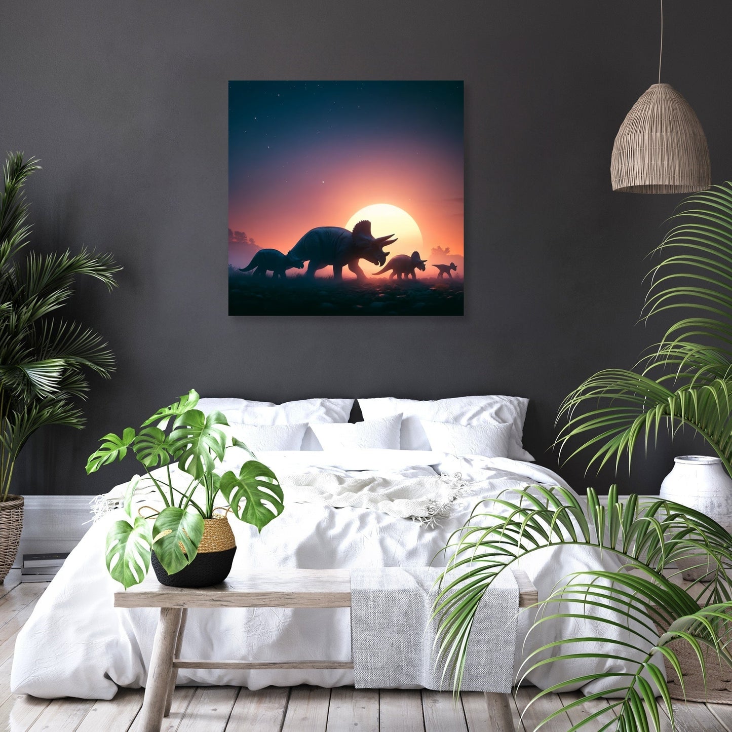Sunset Journey Triceratops Canvas