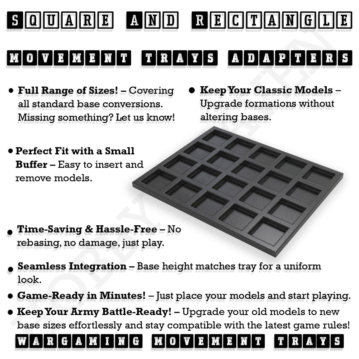 Square and Rectangle Movement Tray Adapters for Tabletop Games