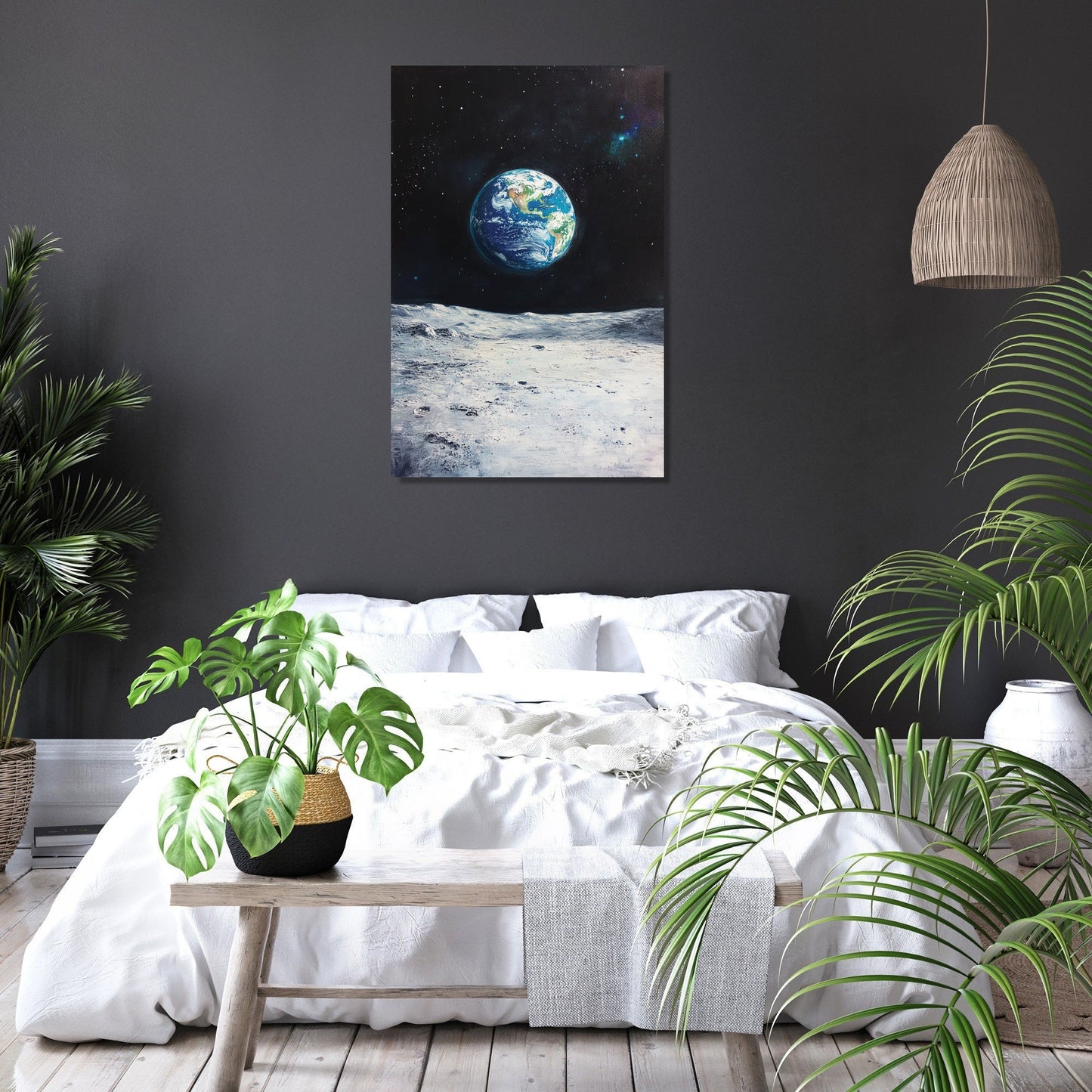 Earthrise Over Moon Canvas