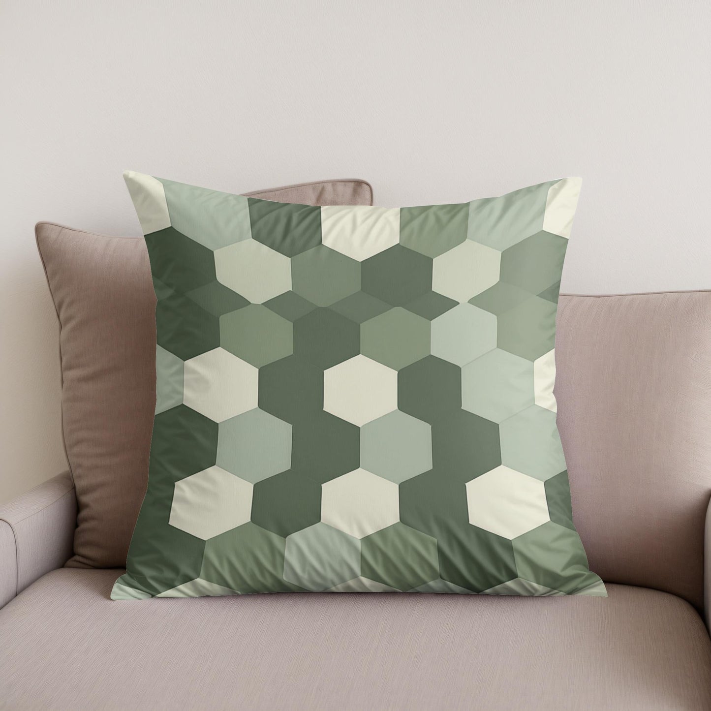 Olive Celadon Hexagon Cotton Cushion
