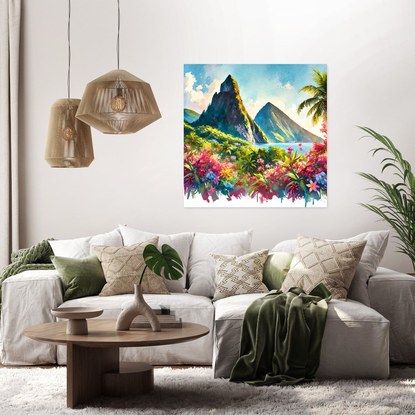Volcanic Peaks and Blooms Canvas