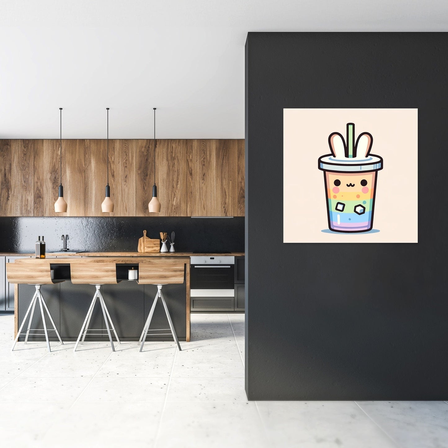 Whimsical Kawaii Latte Canvas
