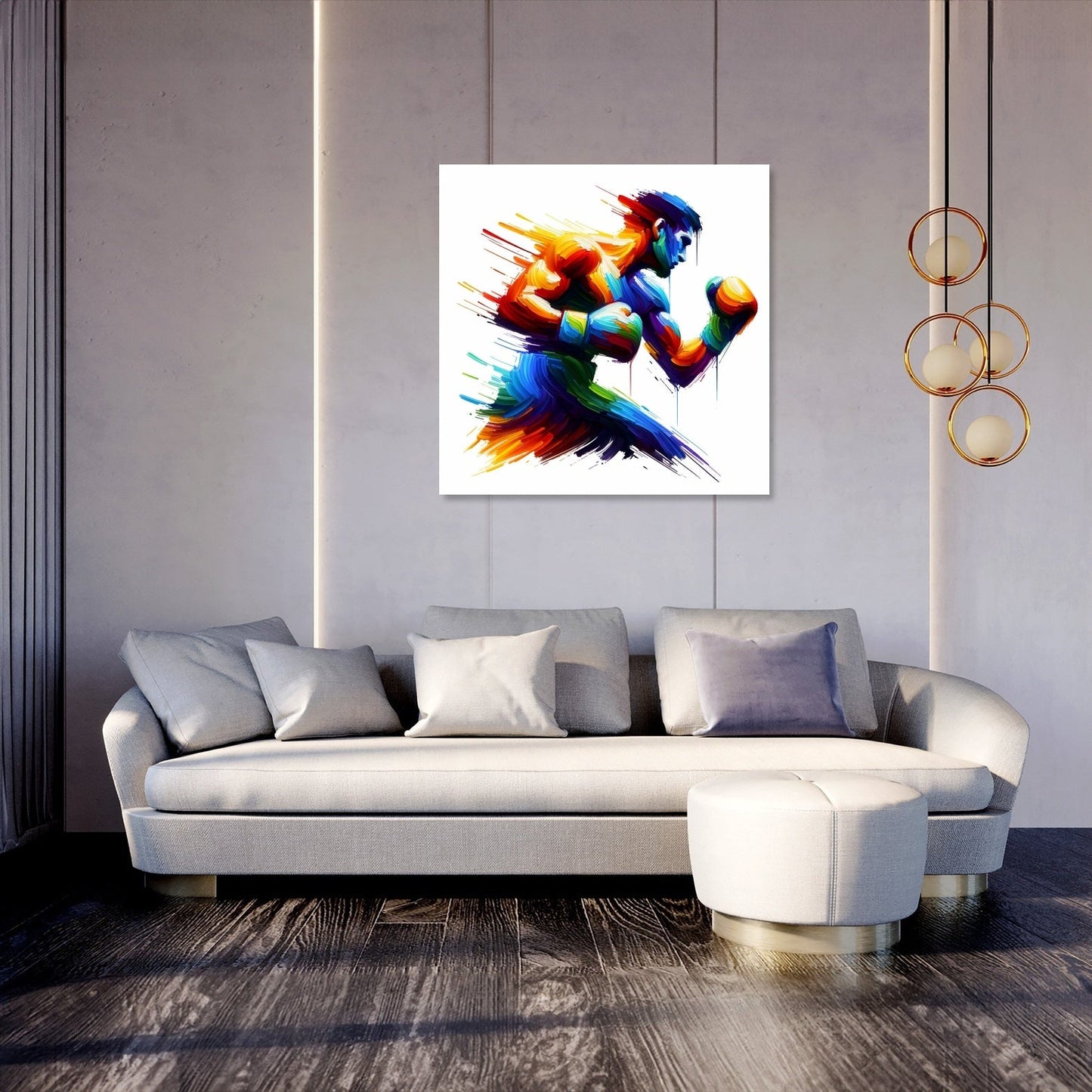 Pugilist's Colorful Impact Canvas