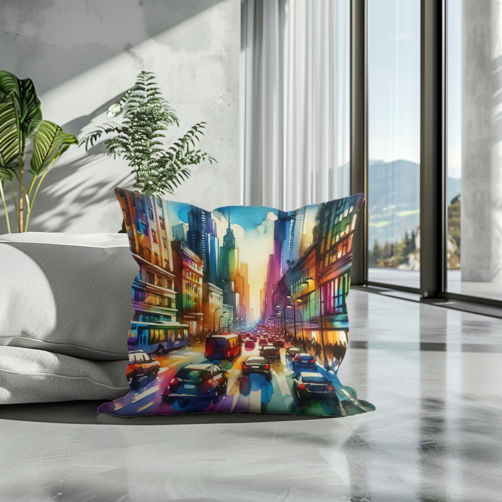 Cityscape Vibrance Cotton Cushion