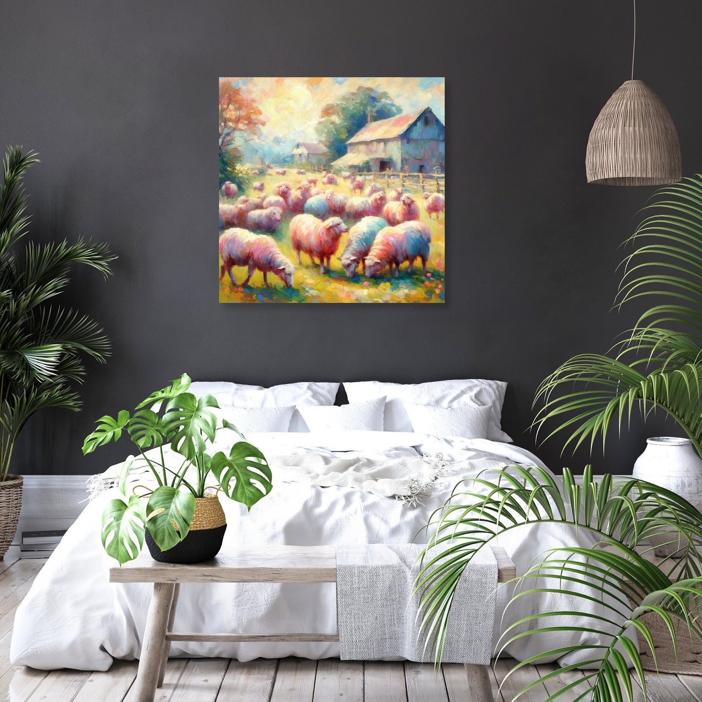 Pastoral Harmony Sheep Canvas