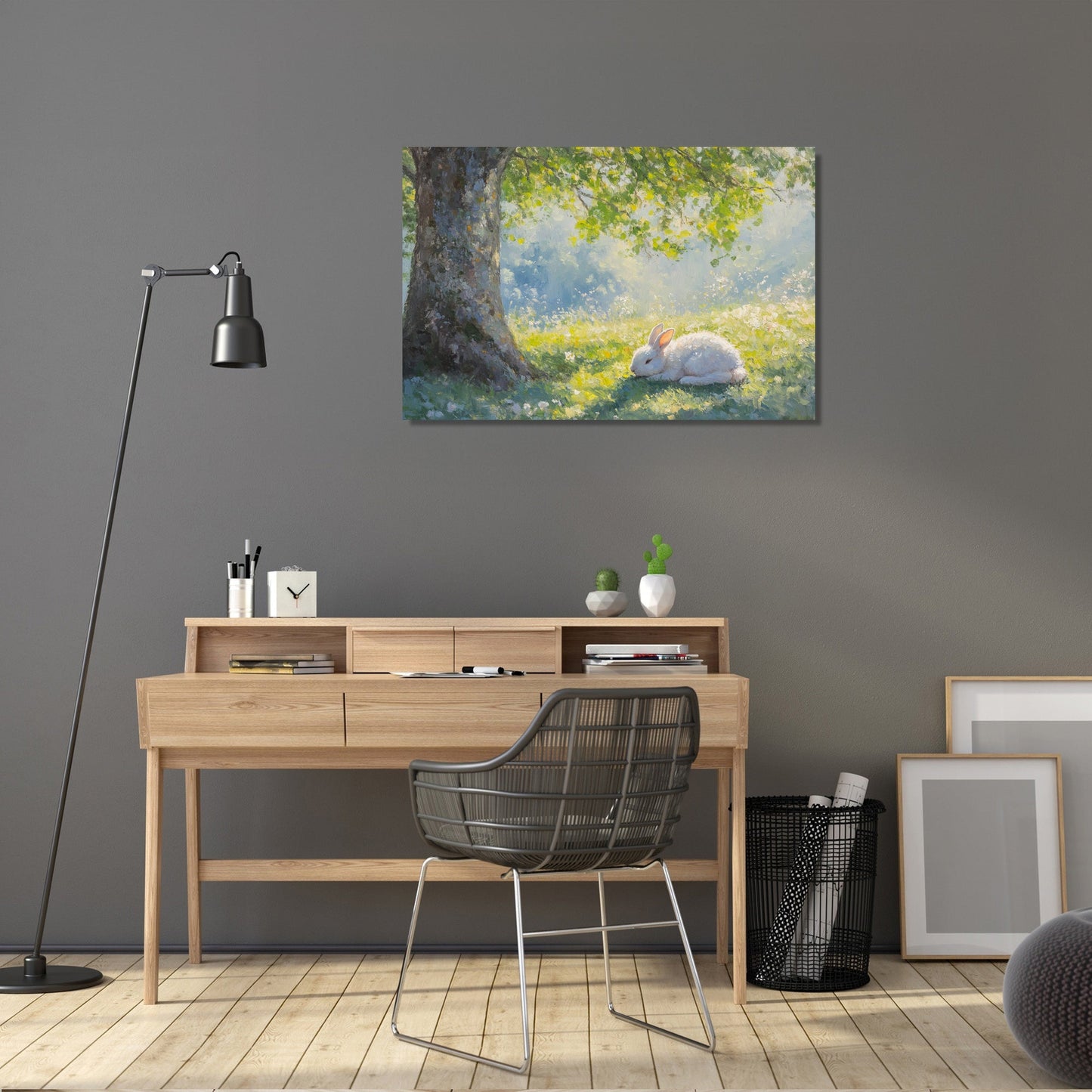 Bunny Under Spring Canvas