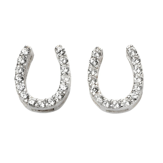 Beginnings Horse Shoe Shaped Stud Earrings with Cubic Zirconia