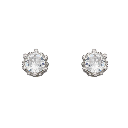 Beginnings Dotted Edge Round Stud Earrings