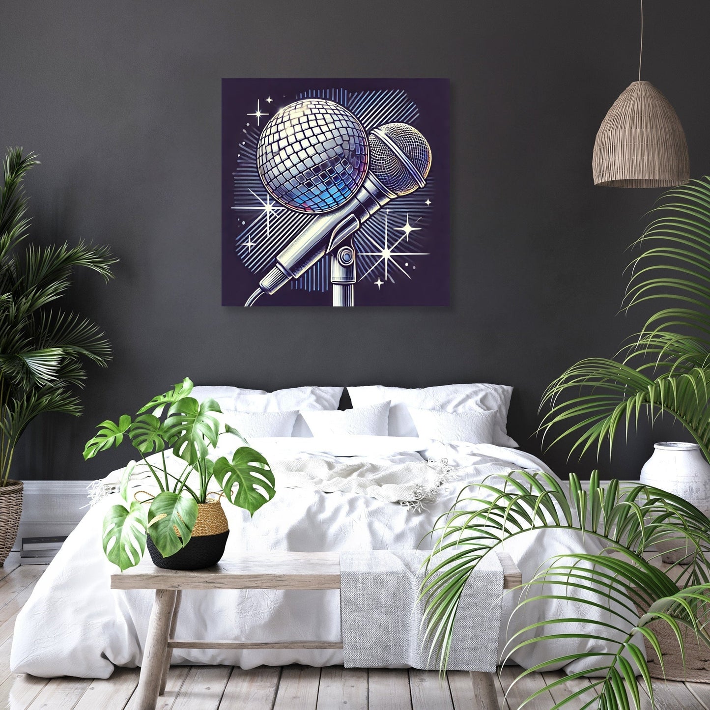 Disco Mic Sparkle Canvas