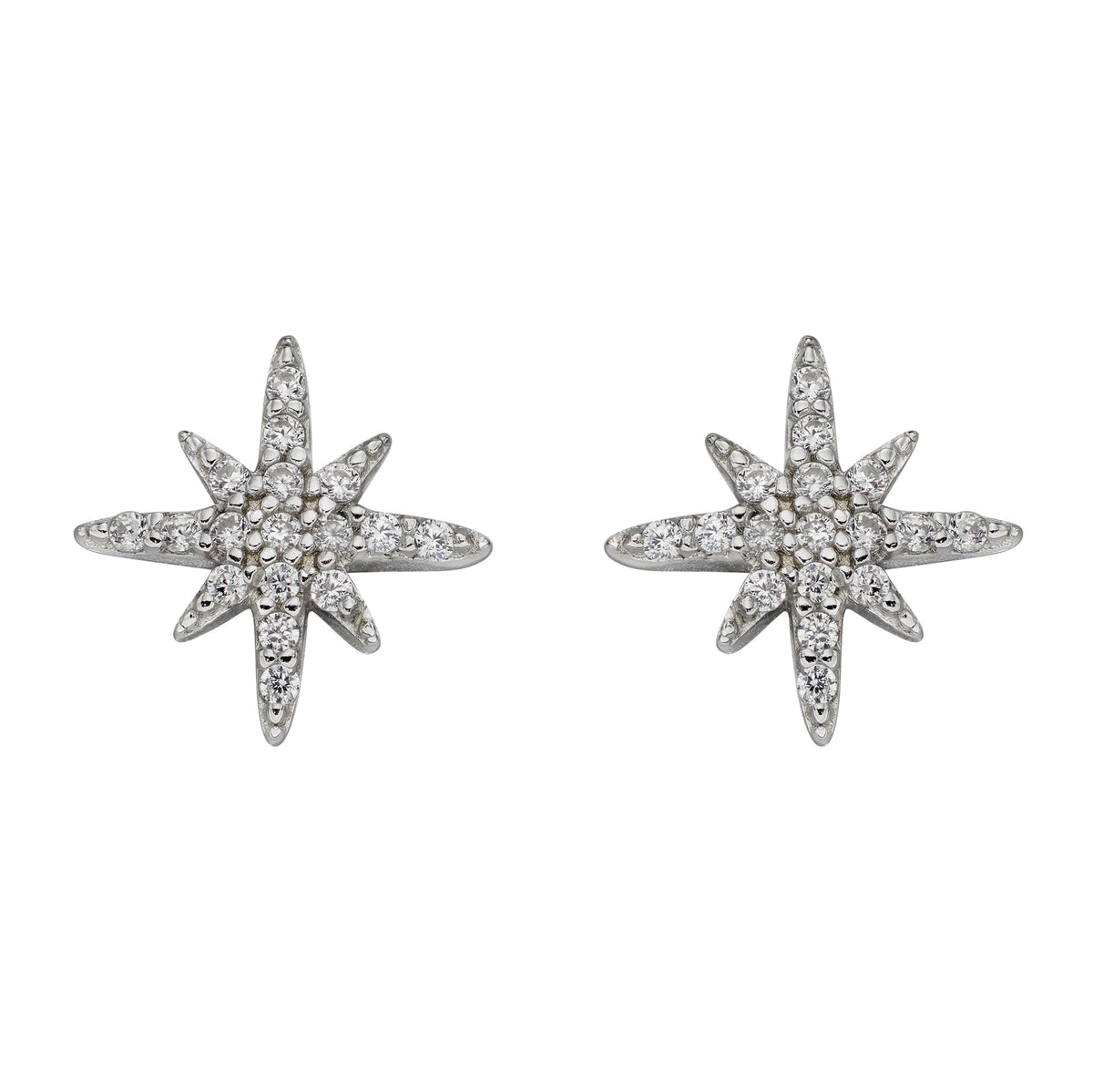 Beginnings Pave Set Cubic Zirconia Starburst Stud Earrings
