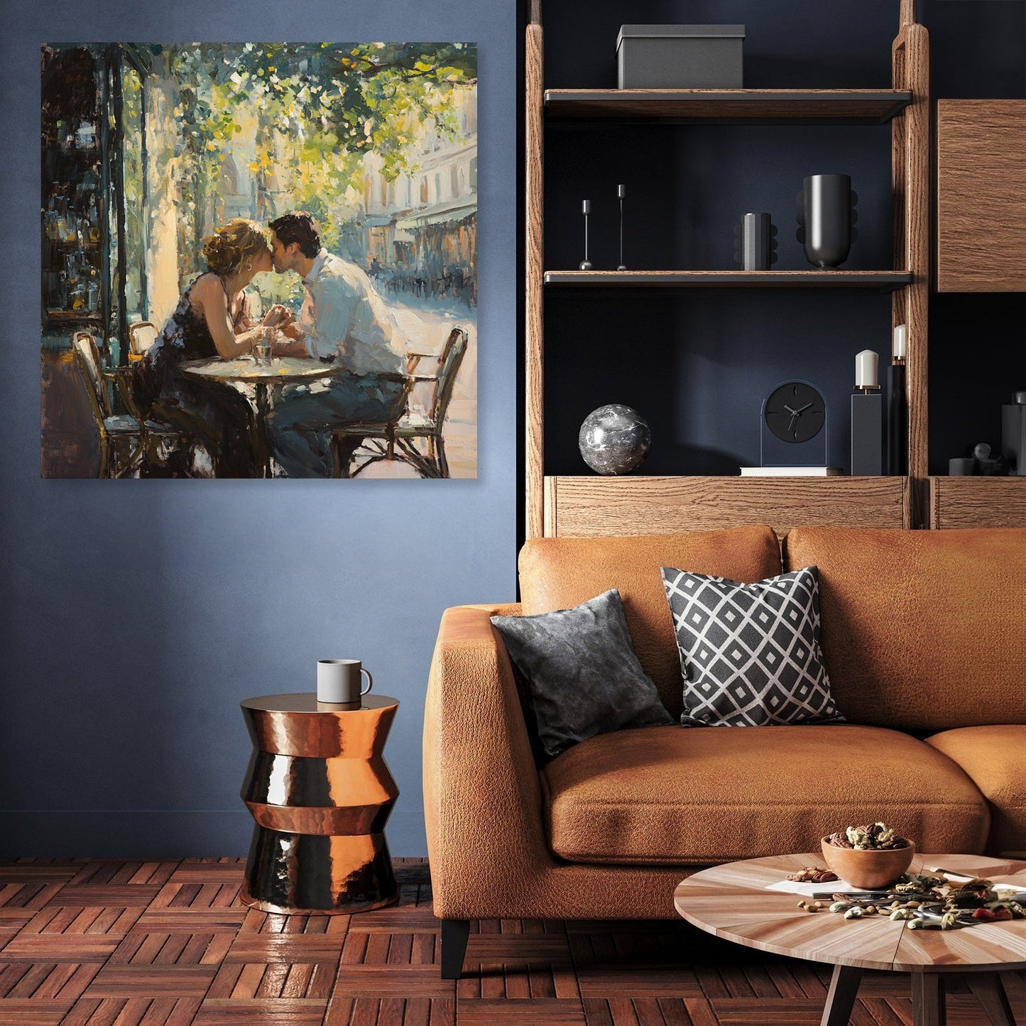 Lovers' Kiss Café Canvas