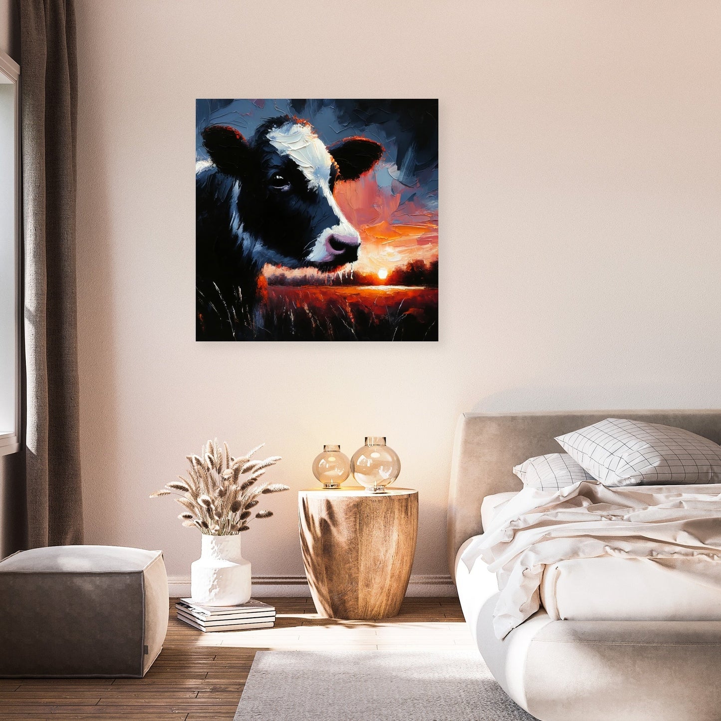 Dusk Solitude Cow Canvas
