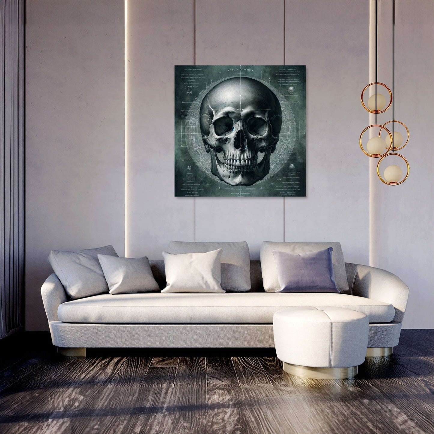Scientific Illustration Skull Canvas