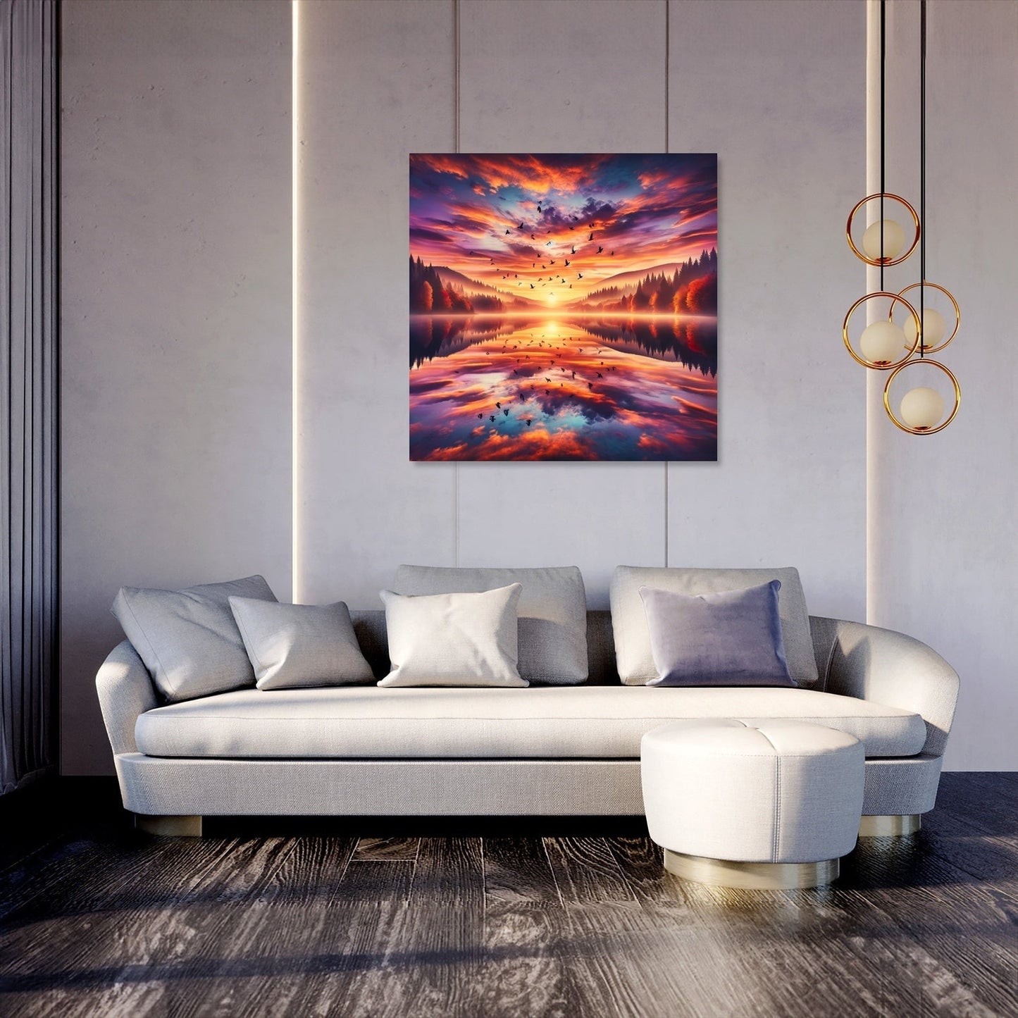 Autumn Lake Sunset Canvas