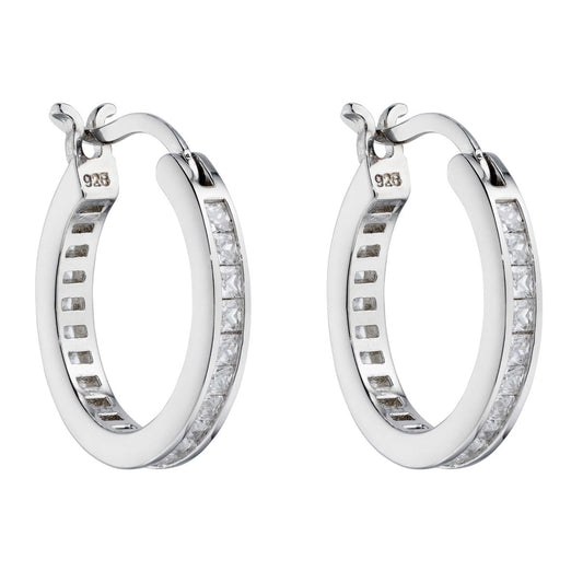 Beginnings Channel Set Hoop Earrings with Cubic Zirconia