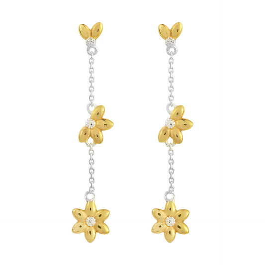 Beginnings Sunflower Drop Earrings with Yellow Gold Plating