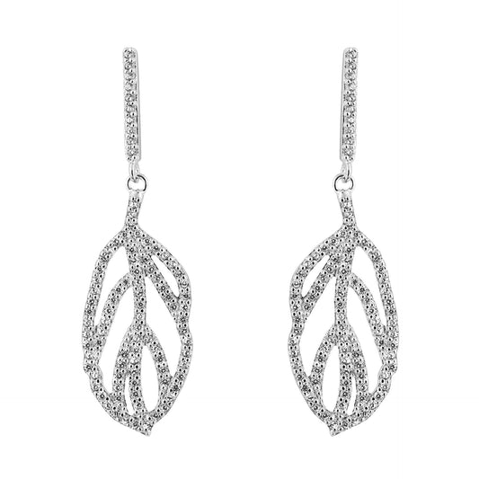 Beginnings Organic Leaf Drop Earrings with Cubic Zirconia